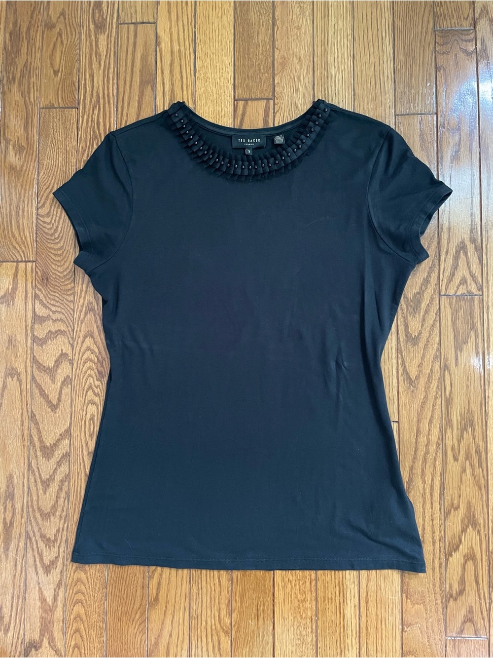 Ted Baker Black Short-Sleeve Beaded Crewneck Tee
